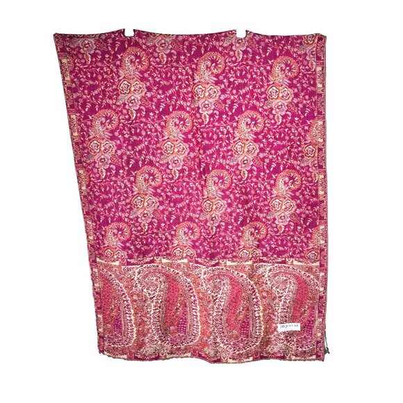 Fuchia Shawl Scarf Wrap Stole 100% Cashmere Pashmina Fringe Paisley - Picture 2 of 7